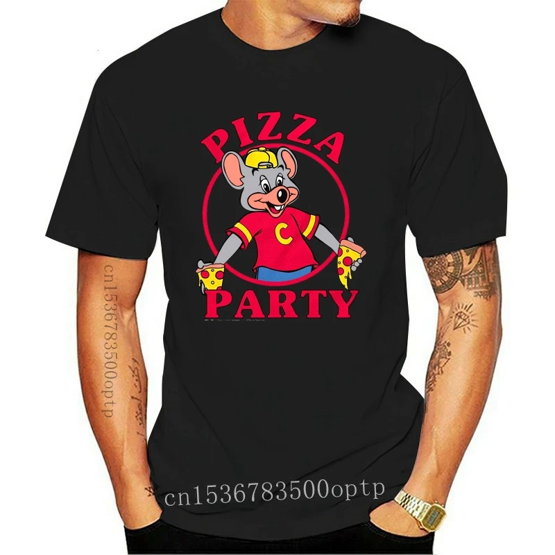 

New 2021 Chuck E Cheese Pizza Party Video Game Arcade Mens 80s Navy Blue Tee Shirt