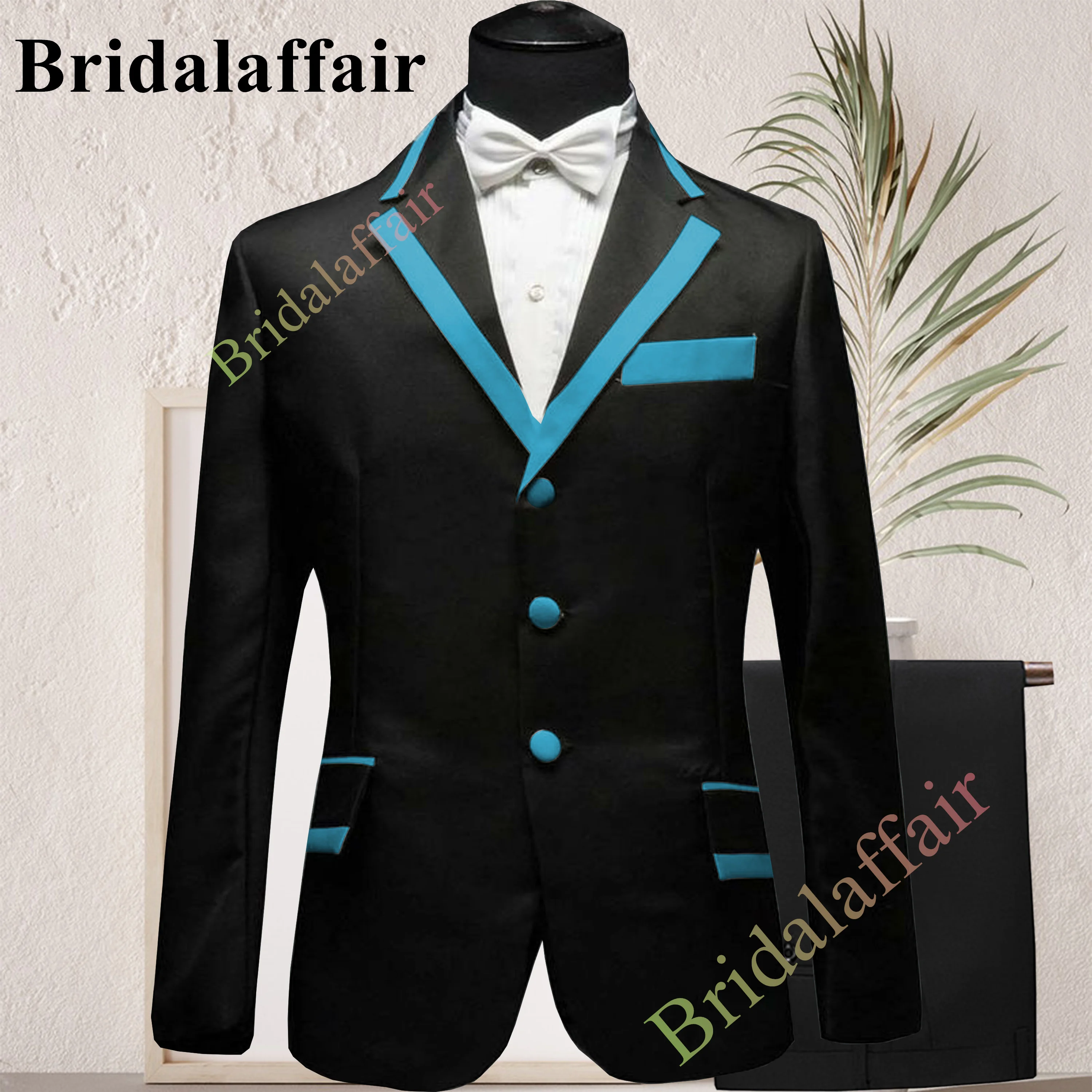 

Мужские костюмы Bridalaffair, 2 шт., Блейзер, пиджак, брюки, комплекты, Официальный черный элегантный свадебный смокинг для выпускного вечера для мужчин, мужской костюм