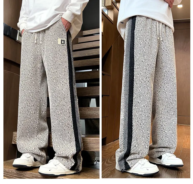 Herren Schwarze Atmungsaktive Freizeithose mit Kordelzug und Elastischem Bund, Jogger für Jugendliche, Sommer 2026, Outdoor-Sport, Lockere Lange Hose – Detail 12