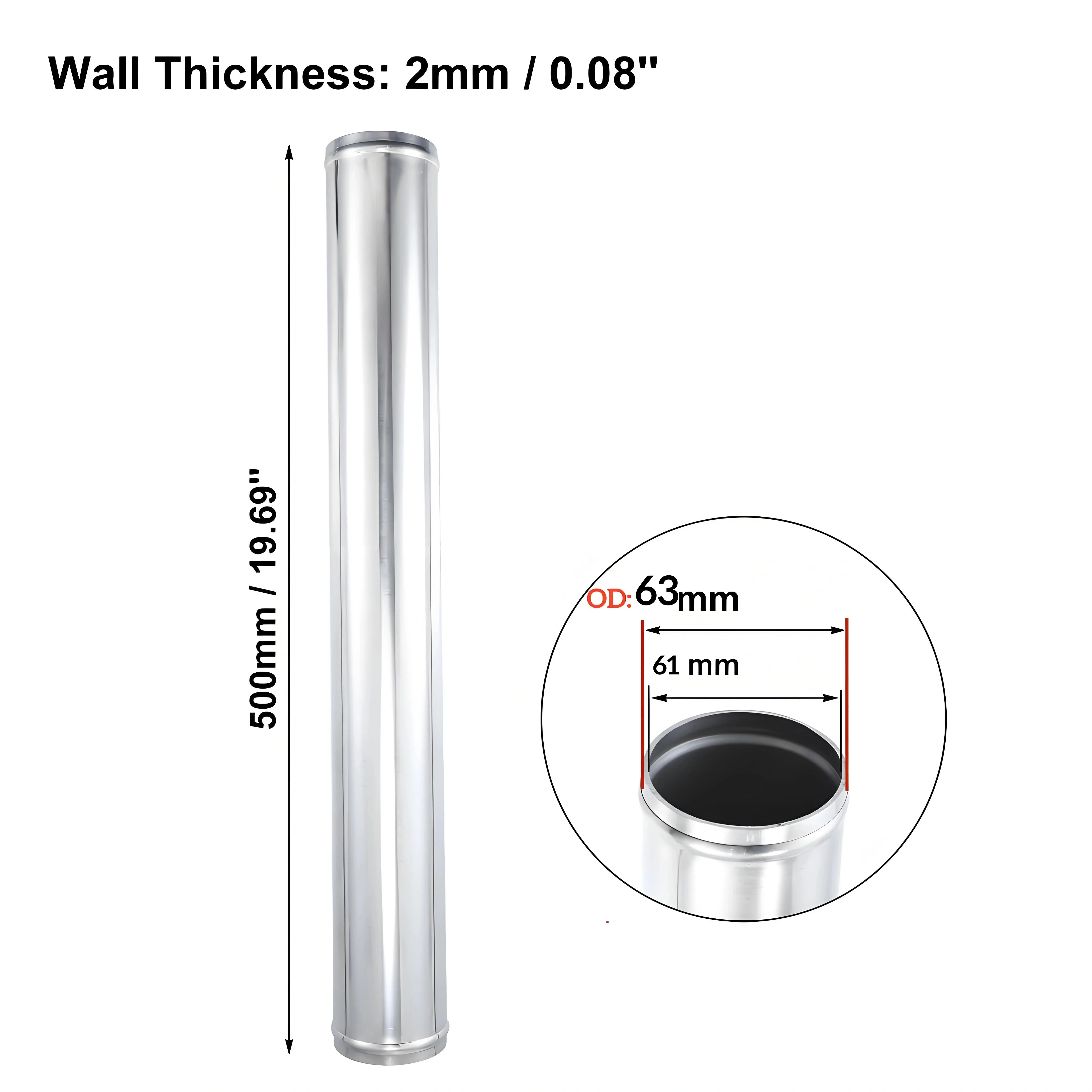 알루미늄 합금 벤트 파이프 OD63mm 자동차 개조 흡기 직관 45도 90도 에어 튜브 U자형 S자형 자동차용