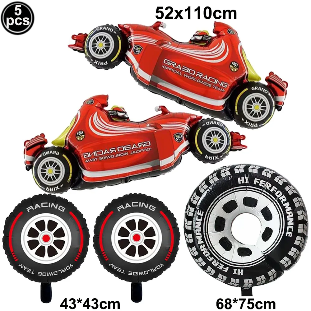 PVC Tyres Car Wheels Balloon Kids Birthday Inflatable Balloons Racing Car Theme Checkered Flag Racing Party Decoration Supplies