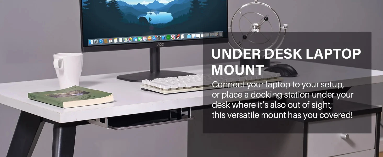 Under Desk Laptop Mount Metal Under Desk Shelf Holder for Laptop for Mac Mini Ma