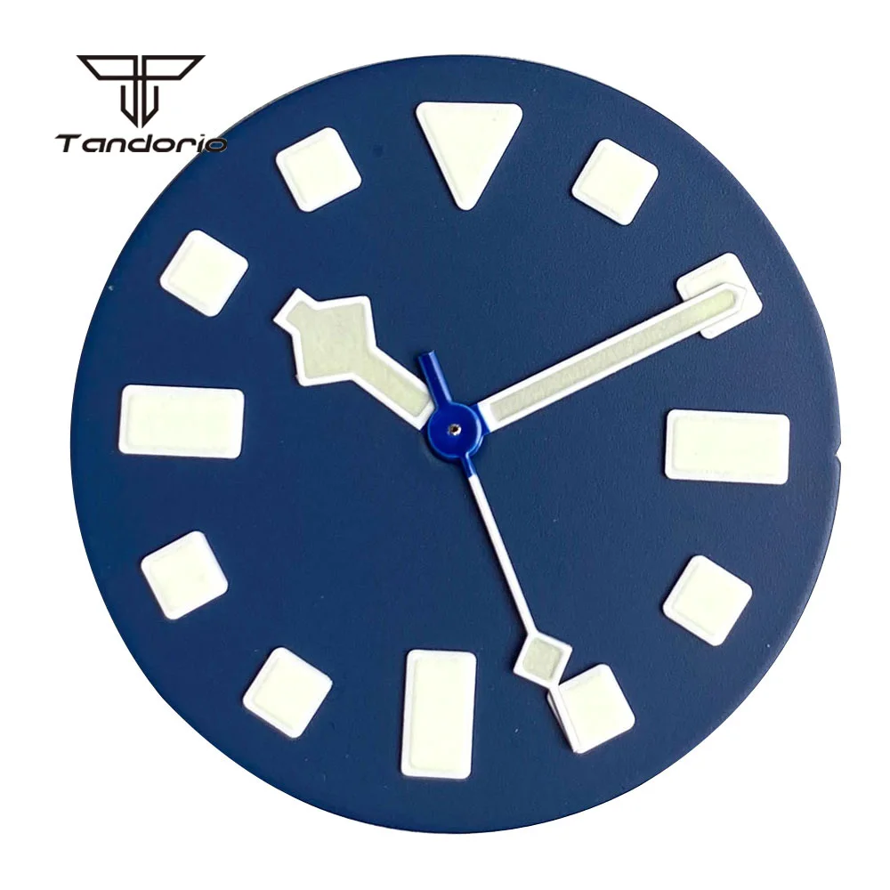Matte Finish 29mm Watch Dial with Green Luminous Details in Blue/Black/Green