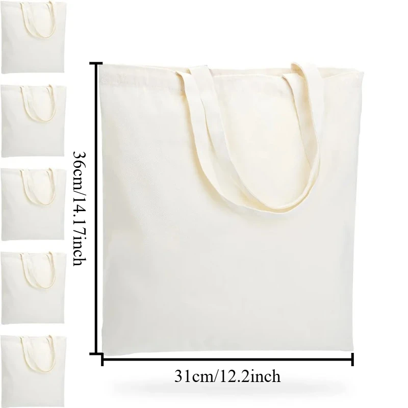 Canvas Tote Bags 6-Pack Sustainable Reusable Perfect For Gift Ideas And Heat Transfer Designs