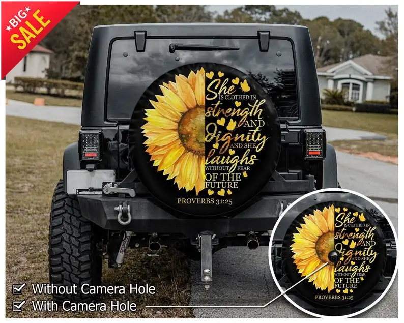 

Sunflower Car Coasters, Wedding gifts, Gifts for campers, Halloween Custom Tire Cover, Car Accessories, Spare Tire Cover