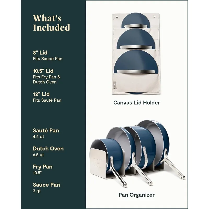 Caraway Nonstick Ceramic Cookware Set (12 Piece) Pots, Pans, Lids and Kitchen Storage - Non Toxic - Oven Safe & Compatible 3