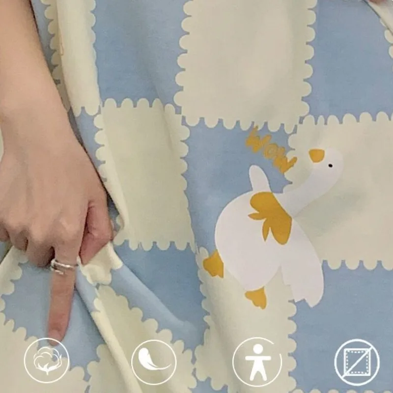 Women Summer New Nightdress Girls Japanese Cartoon Short Sleeve Mid-length Pajamas Casual Loose Sleepshirts Cute Lady Nightgowns