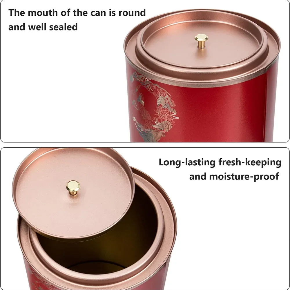 Tea Tinplate Canister Metal Tea Jar with Airtight Lid Chinese Fu Pattern for Loose Leaf Coffee Bean Nut Sugar Cereal Pantry tea tin box tea canister airtight container
