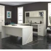L-Shaped Executive Office Desk with Pedestal and Hutch，Desk with 3 Storage Cabinets， Executive Office Desk 1