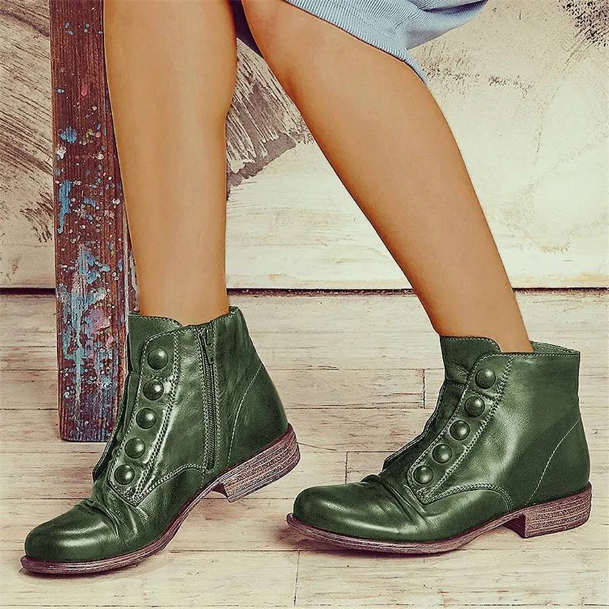 Retro Wood Grain Heel Women's Leather Boots 2022 New Casual Western Cowboy Ankle  Boots Side Zipper Round Toe Purple Ladies Shoes - Women's Boots - AliExpress