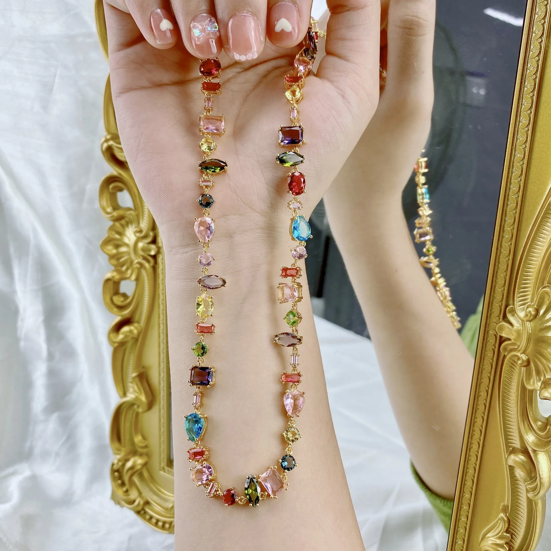 

Женский браслет с кристаллами Gema, браслет в стиле инстаграма, Радужное ожерелье с роскошным дизайном, ювелирные аксессуары