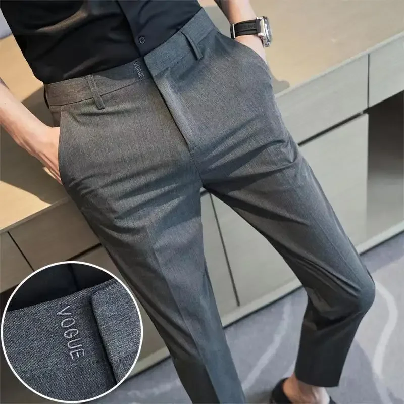 thumbnail image 1 of Pantalones de negocios para hombres Trabajo Social Sastrería Negro Trajes de Hombre Pantalones Oficina Elegante Formal Alta Calidad Chino Homme Spandex, 1 of 5
