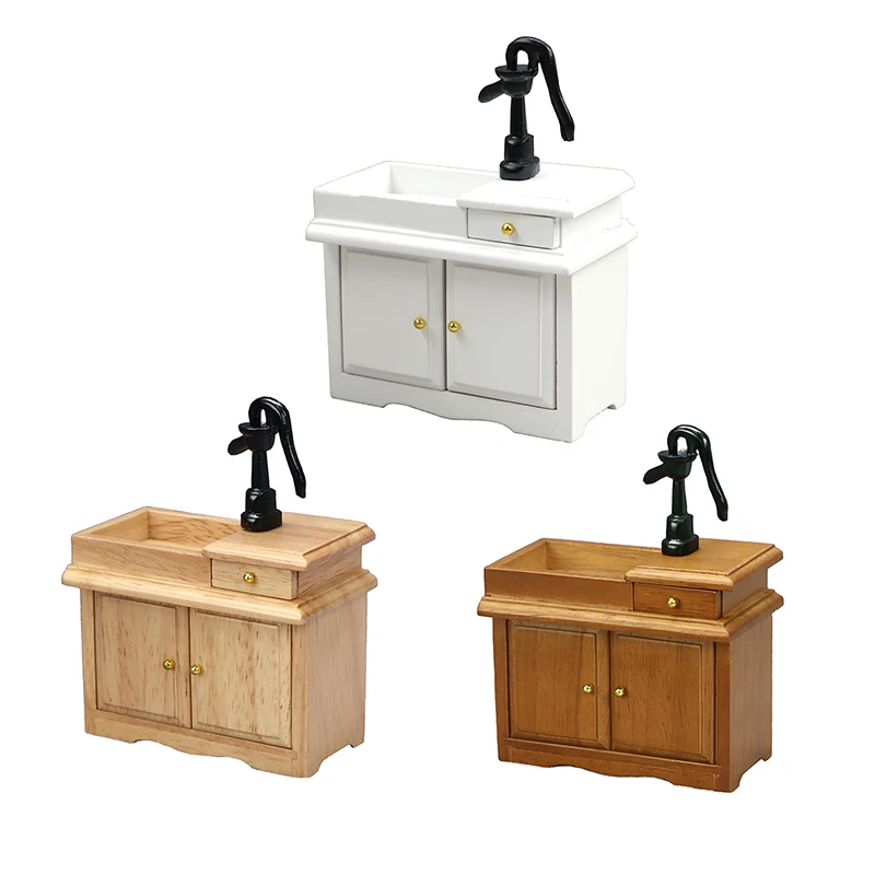 

1:12 Dollhouse Miniature Bathroom Sink Cupboard Kitchen Wash Basin Drawer Furniture Model Decor Toy Doll House Accessories