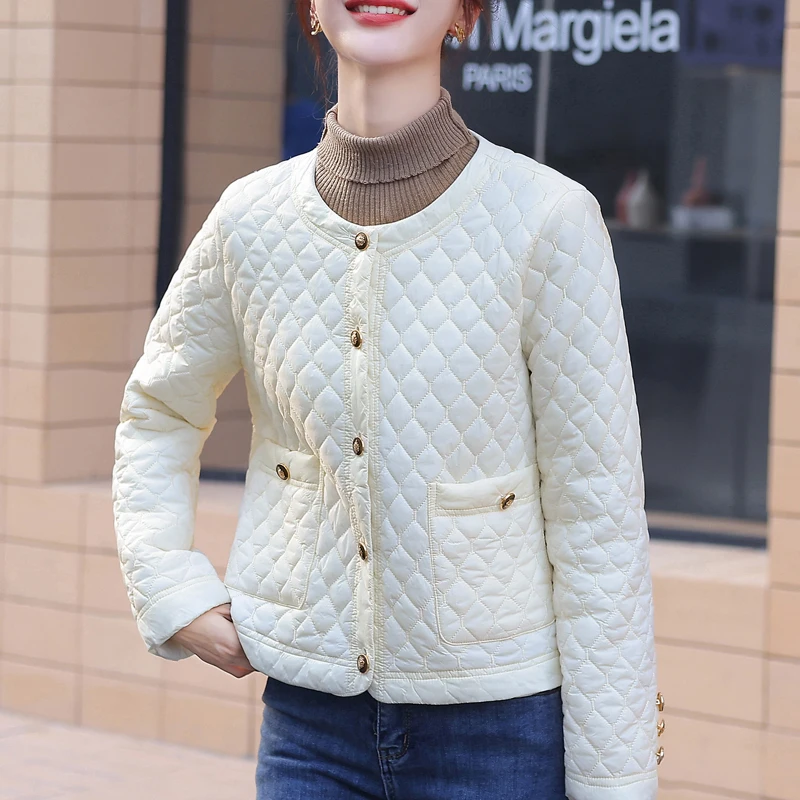 

Autumn Winter jacket women Argyle warm Parkas Coat Wear Short Lady Clothing Student Casual Outerwear Female jackets women