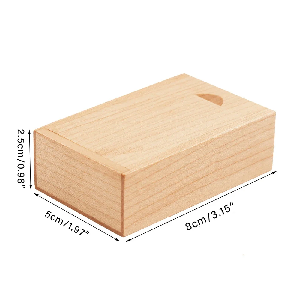 3.15x2x0.98inch Natural Wood Gift Boxes with Sliding Top Storage Box for Necklace Ring Jewelry or USB Wood Storage Box 2