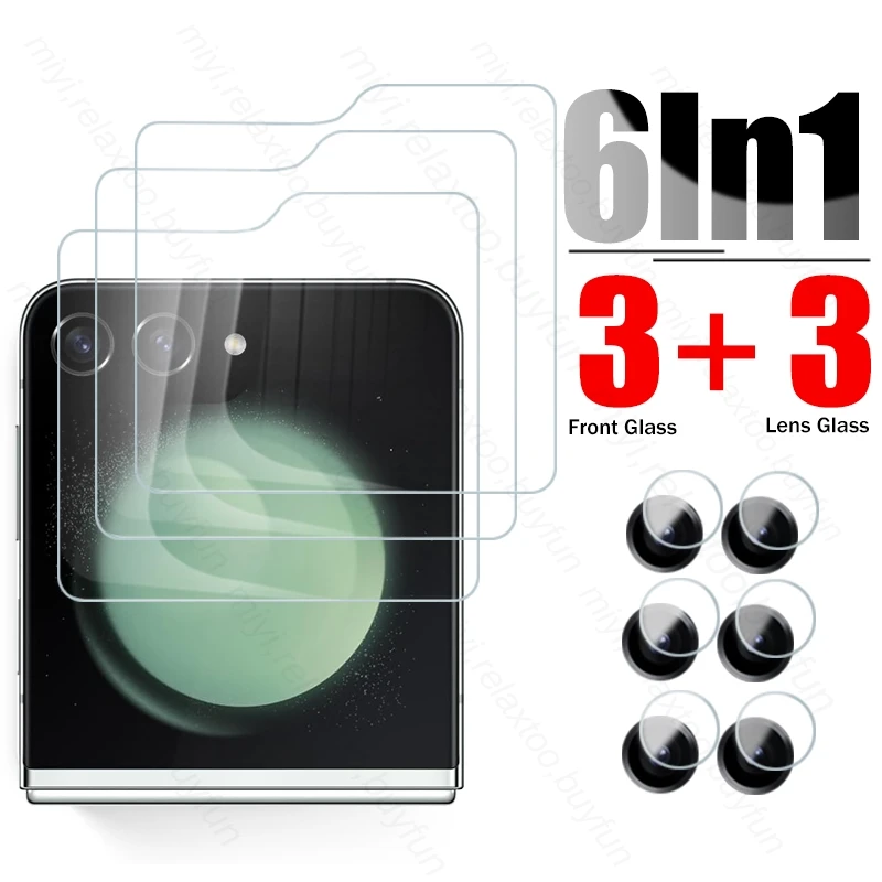 

Samsungzflip5 galaxyzflip5 чехол 6 в 1, закаленное стекло для задней панели камеры, защитная крышка для камеры sansung sumsung samsong z flip5, флип-чехол для 5 фотографий