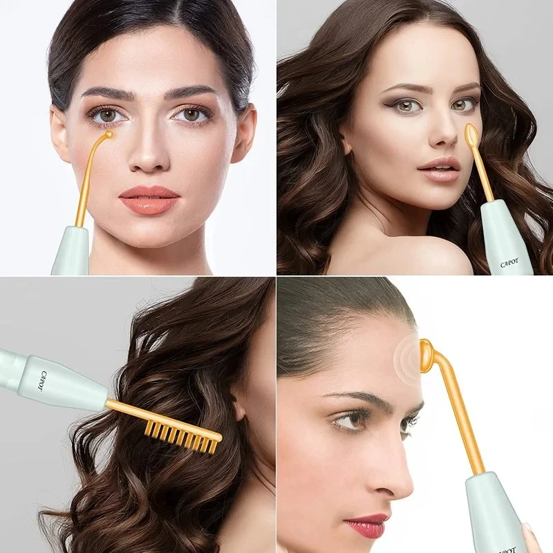 4in1 High Frequency Electrode Wand w/Neon Electrotherapy Glass Tube Acne Spot Remover Home Spa Beauty Device Facial Therapy Wan 2