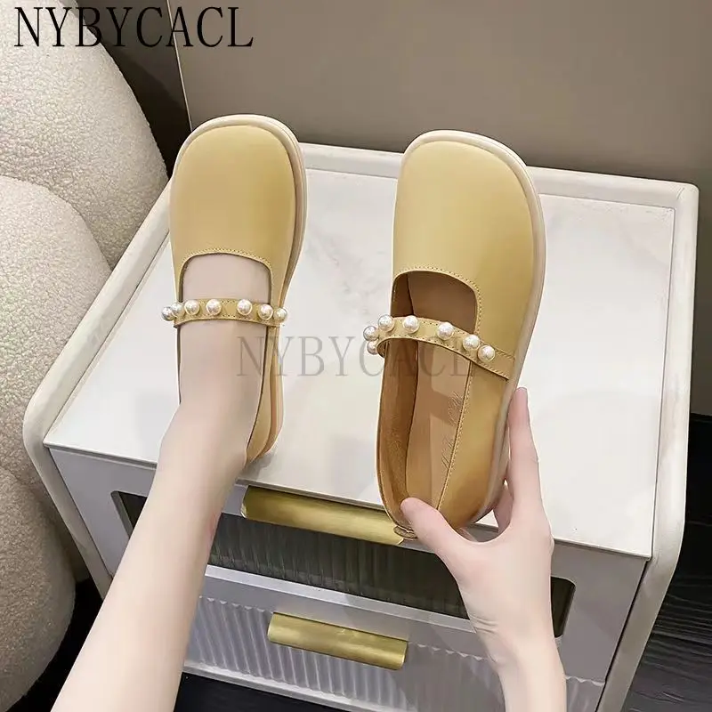 Fashion Mary Janes Shoes Women Flats Shoes 2022 Summer New Designer Ballet Dance Shoes Dress Casual Slippers Slides Women Shoes