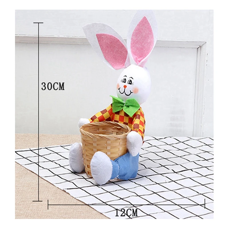 Easter Decorations,Cute Bunny Easter Basket Eggs Candy Gifts Storage Rabbit Bag Party Decoration Durable About 30X12cm