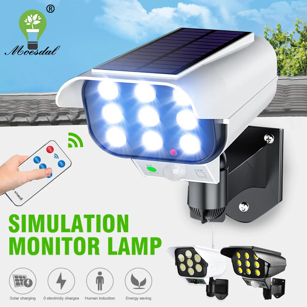 LED Solar Sensor Wall Light Waterproof Outdoor Motion Sensor Simulation Surveillance Camera Light Garden Door Front Road Stairs besder h 265 8ch 4mp 4ch 5mp cctv nvr motion detect email alert rtsp surveillance network video recorder for h 265 h 264 camera