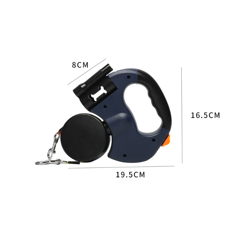 Auto Retractable Double Dog Leash 3m with LED Flashlight