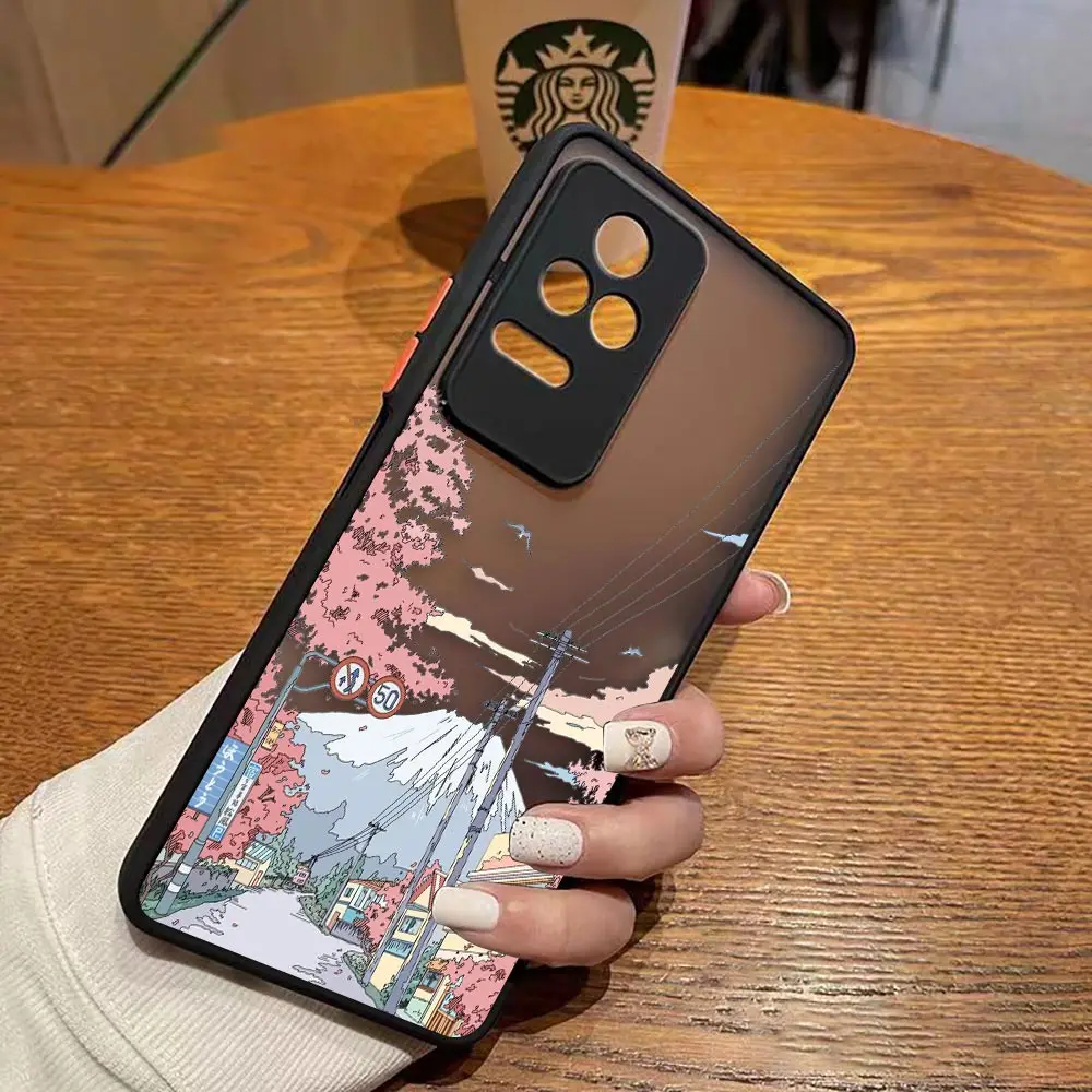 Funda mate para Redmi A1 K50 K40 GAMING K30 K20 10X 10C 10 9C 9T 9 8 7 PRO 4G 5G funda Anime japonés paisaje de casa pintado a mano
