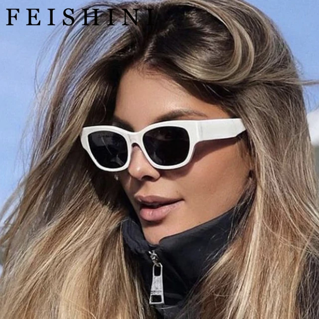 FEISHINI Brown Gradient Retro Square Sunglasses Men Brand Designer