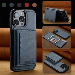 Premium Wireless Charging PU Leather Phone Case with Magnetic Flip and Card Holder - iPhone 12 Pro (Blue)