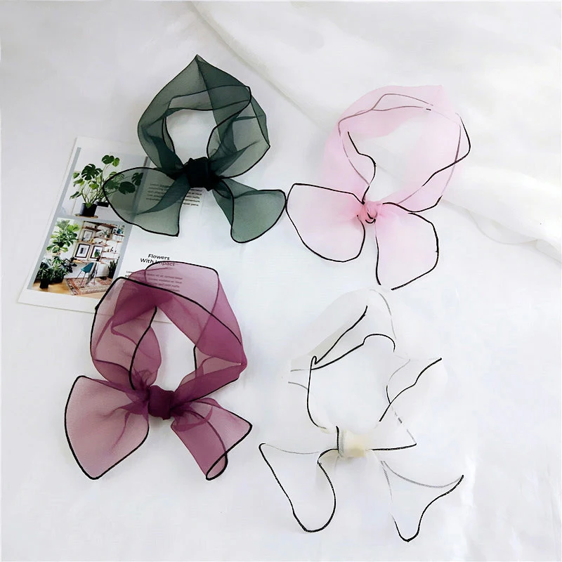 

12 Color Organza Transparent Long Narrow Neck Scarf Thin Summer Bow Making Shawl Party Business Travel Decorating Headscarf