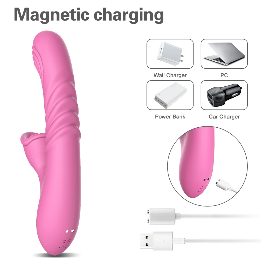 2023 Spinta G-Spot Vibratore per le donne Stimolatore del clitoride Leccare la lingua Telescopico automatico Giocattolo del sesso femminile_voghion.com