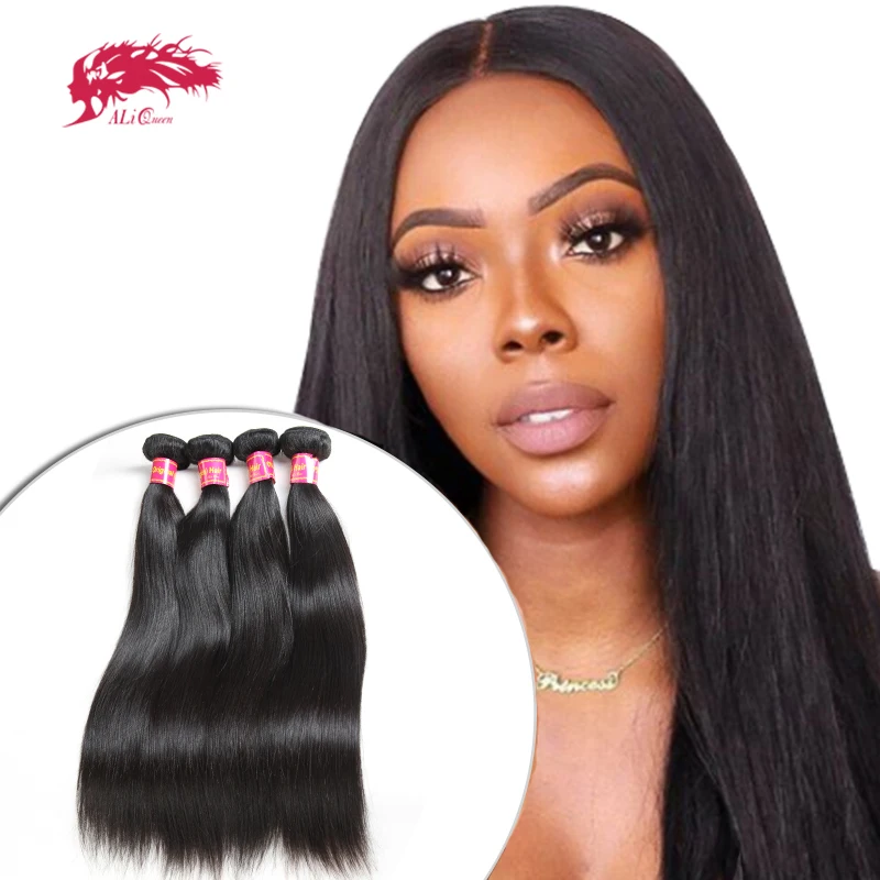 Human Hair Bundles Straight Brazilian Raw Virgin Hair Weave Can Mixed Length 8"-40" Natural Color Mixed Texture