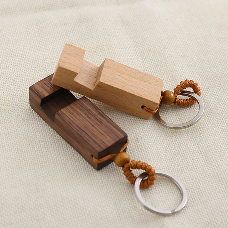

200Pcs Mobile Phone Holder For Xiaomi Wood Bracket Stand for iPhone Holders Keychain Wood Pendant Stand Keyring
