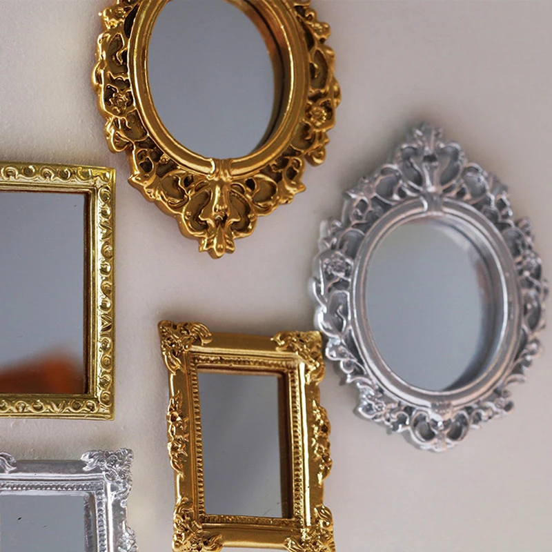 1/12 Dollhouse Miniature Frame Accessories Furniture Miniature Mirror Wall Room Mirror Doll House Mirror 3