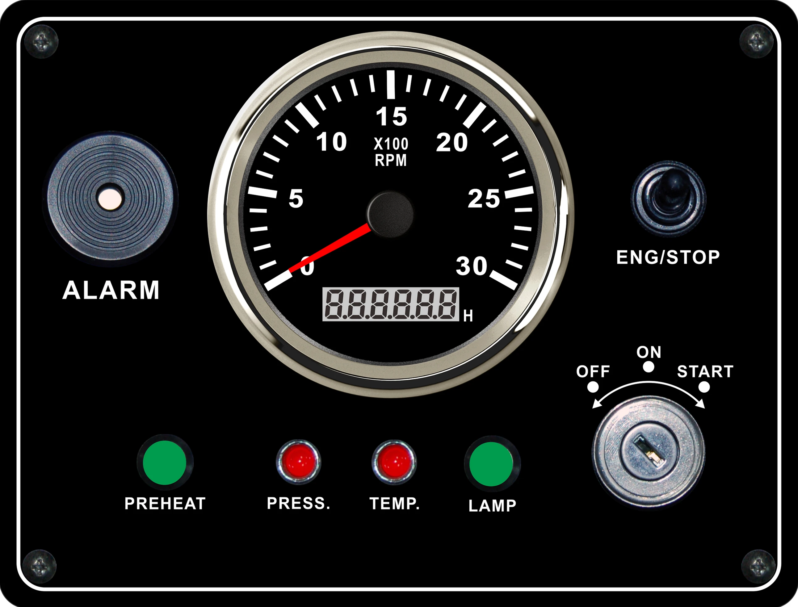 Multi-function Gauge Panel 24V Engine Panel Instrument Assembly with 3K ...