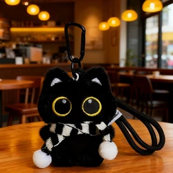 Chic Plush Black Cat Keychain Pendant - Cute Gift Accessory (D)