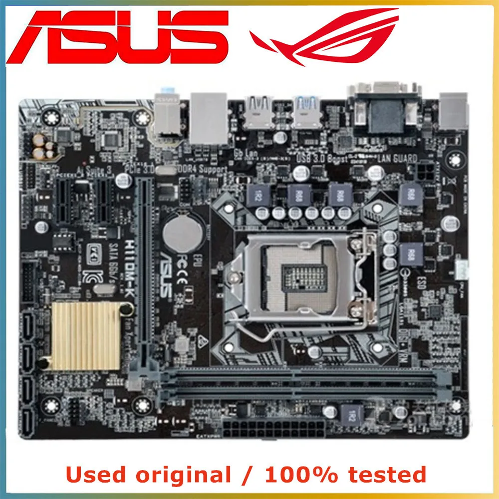 

Материнская плата для компьютера ASUS, LGA 1151 DDR4 32 ГБ, для Intel H110, материнская плата для настольного компьютера SATA III PCI-E 3,0 X16