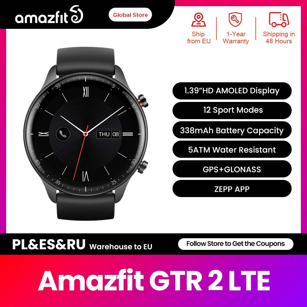 Amazfit GTR 2 LTE Smartwatch za $64.88 / ~269zł