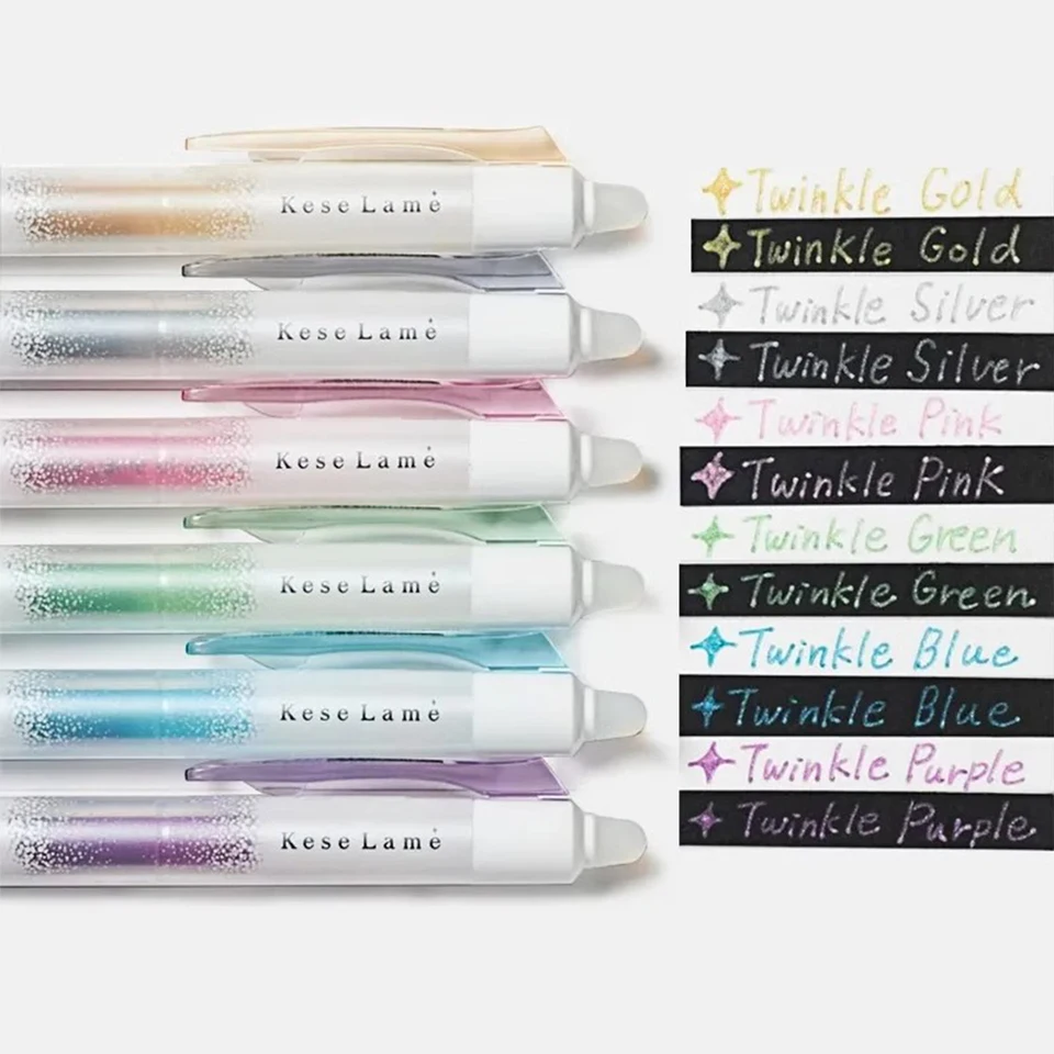6pcs Japan PILOT Frixion Erasable Pen Limited Glitter Pen Pastel