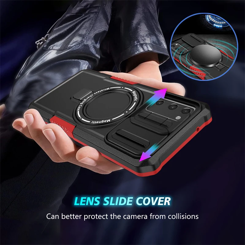 Shockproof Armor Case with Magsafe Wireless Charging and Magnetic Ring Holder
