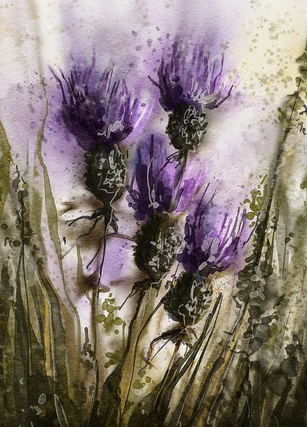 Wildflower Meadow Watercolor Canvas Art - Daisy, Thistle, Forget-Me-Not & Daffodil Wall Decor