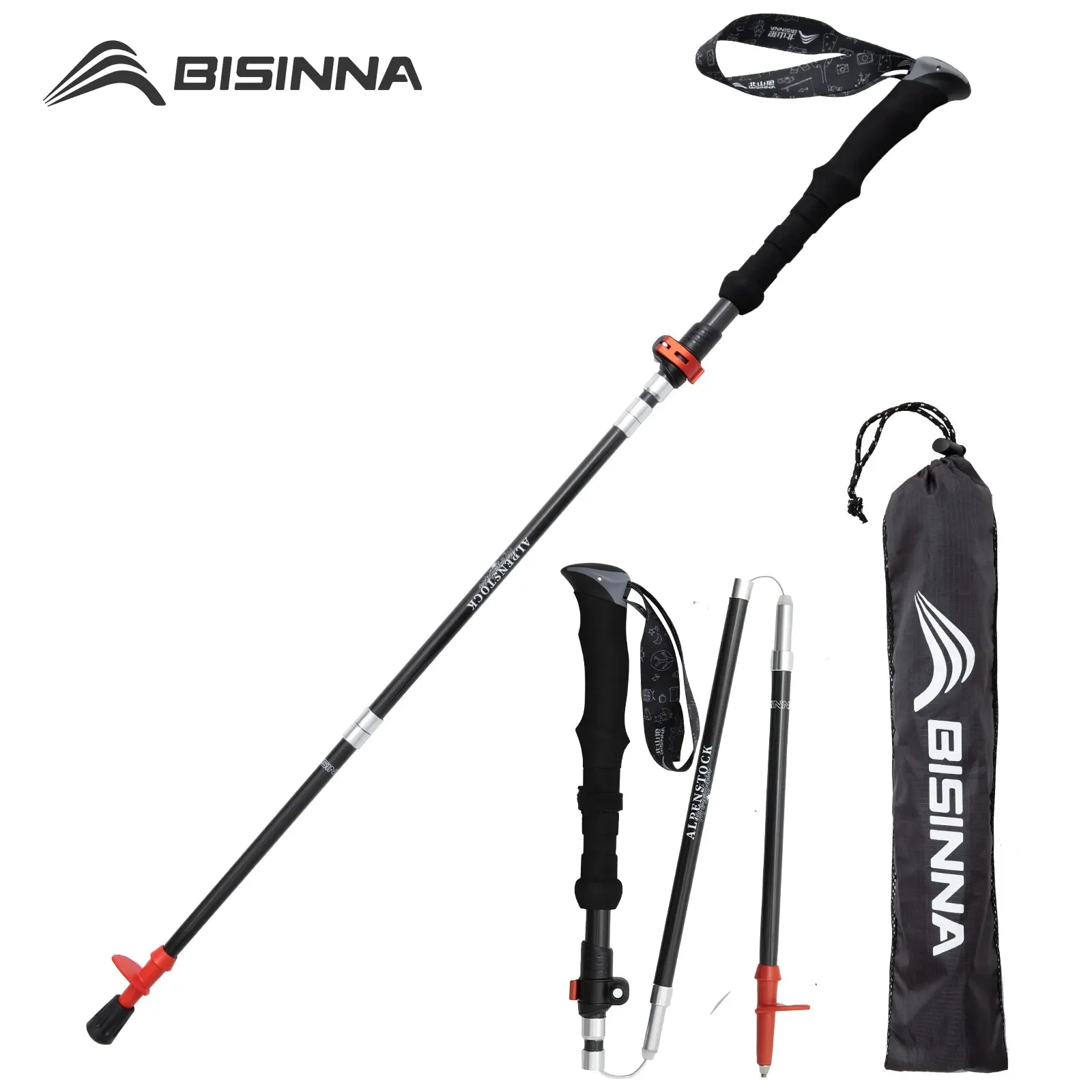 [최신|인기상품]등산스틱추천 => BISINNA 1pcs/2pcs 접이식 트레킹 폴 탄소 섬유 접을 수있는 망원경 스틱 경량 워킹 스틱 하이킹 등반 [ChinaNOW | 추천상품]