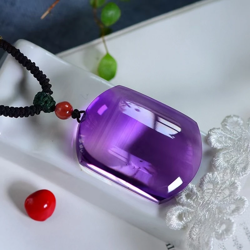 

Natural Lavender Amethyst Quartz Rectangle Pendant 37.3*27.2*13.8mm Women Men Amethyst Necklace Jewelry Beads Fashion AAAAAA