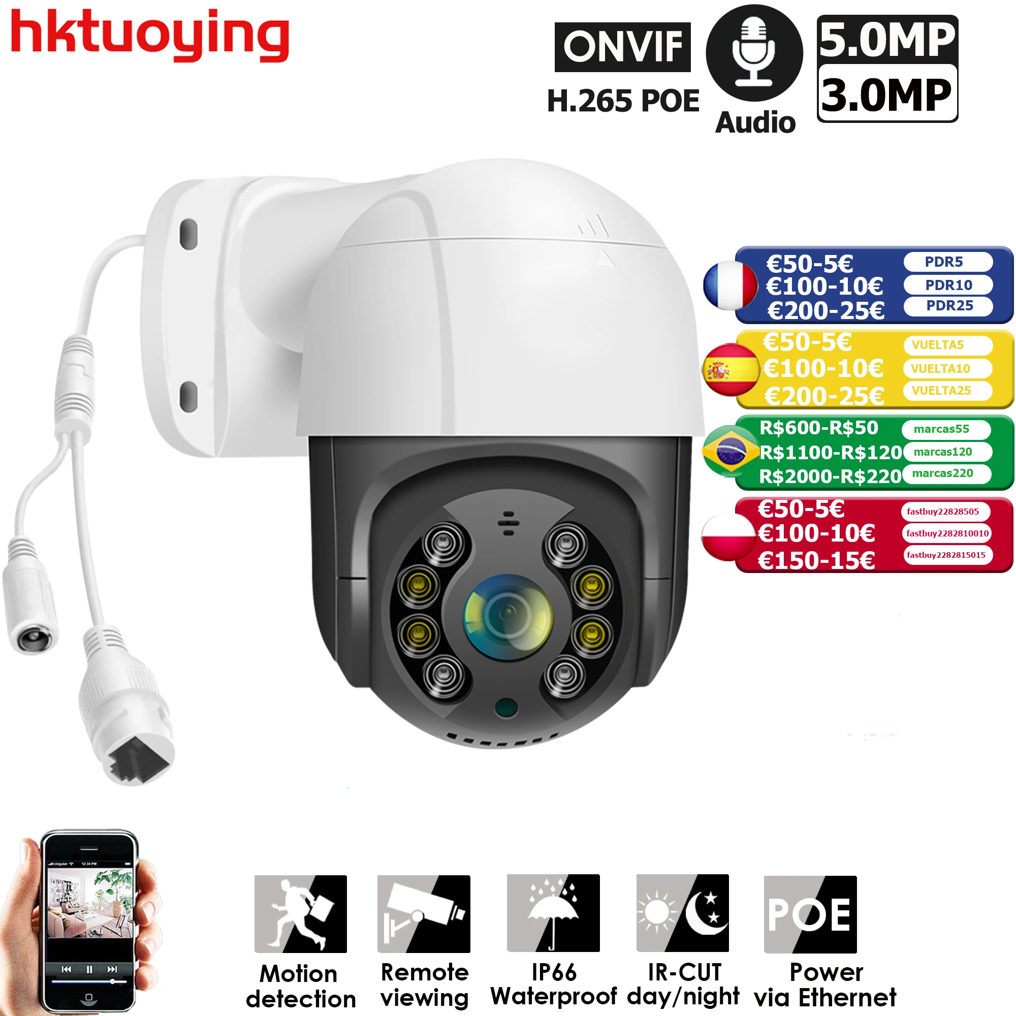 Tanio 5MP 3MP 2.5 "POE PTZ wideo CCTV IP nadzór