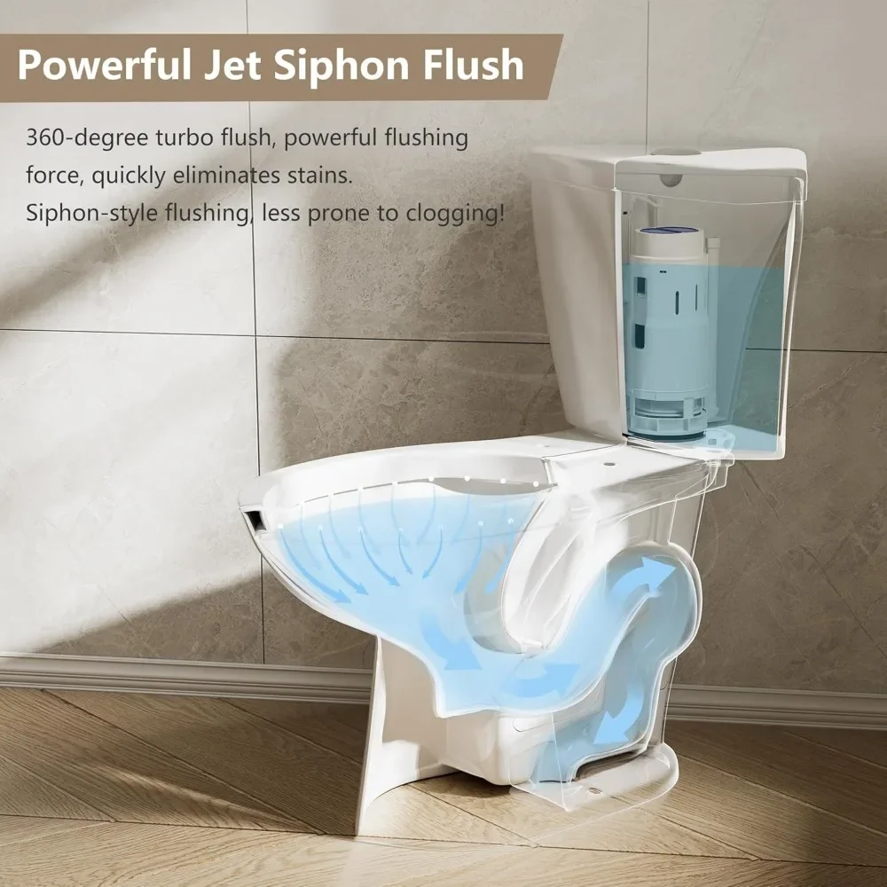 Long Corner Toilet, Compact 17.2 Inch High Toilet with Comfortable Height Toilet Bowl and Double Flush Tank for Small Bathroom 6