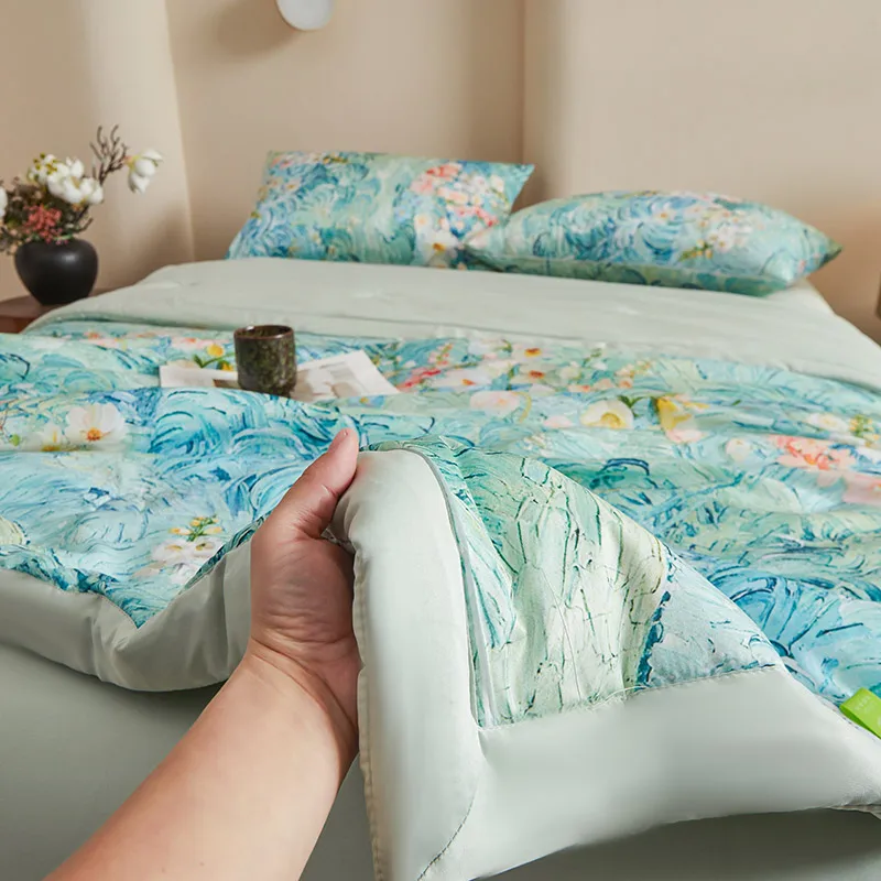 1pc Skin-friendly Quilts Soft Duvet Single/Double/Queen Size Comforter Quilted Blanket Home Bedspread 여름이불 (No Pillowcase)