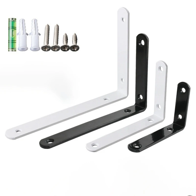 Suporte de Prateleira de Parede Pesada Suporte de Prateleira de Madeira l Forma de Material de Ferro Cor Preta Branca 90 Graus Pcs