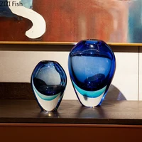 Gradient Blue Glass Vase Transparent Flowers Pots Desk Decoration Flower Arrangement Colorful Floral Vases Room Aesthetic Decor 1