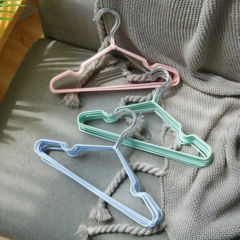 10 팩  옷걸이 미끄럼 방지 고무 코팅 어린이 옷 걸이  코트 바지 옷장 조직을위한 금속  옷걸이