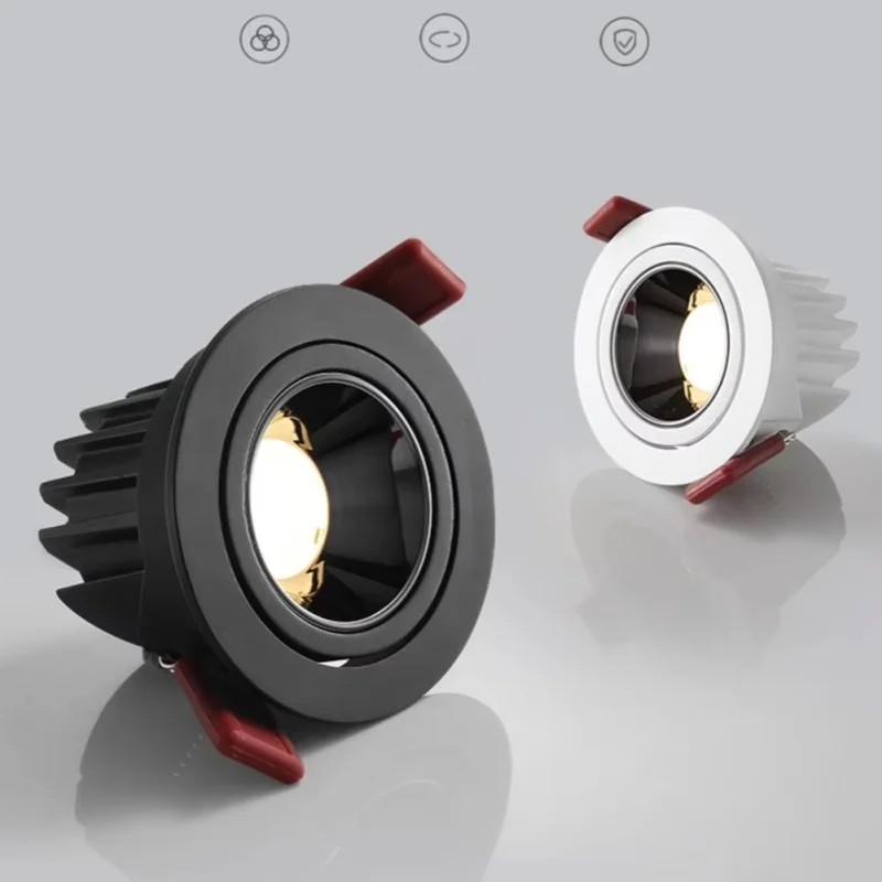 Led Downlight Recessed Ceiling Lamp Spot Lamp Angle Adjustable Aluminum Spot Led Light 9W 12W AC110V 220V for Home Office Store