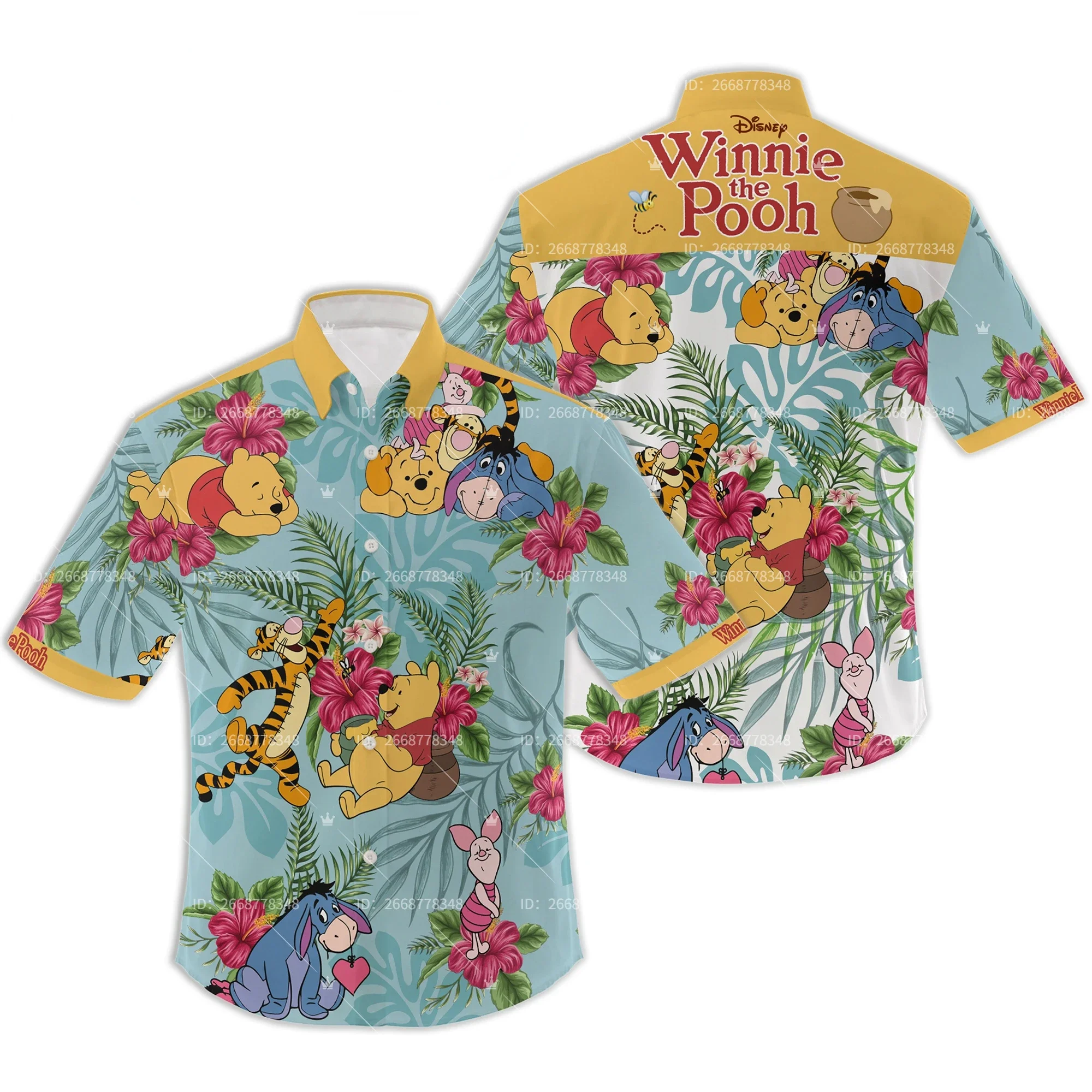 Winnie The Pooh Camicia Hawaiana Manica Corta Cartoon Disney Camicia Hawaiana Camicia Casual Da Spiaggia A Maniche Corte Camicia Retrò Con Bottoni